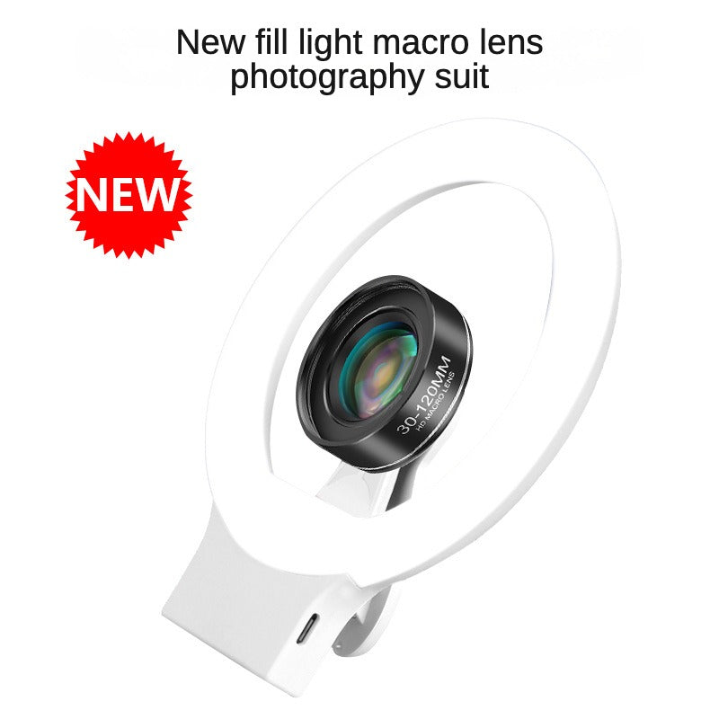 30-120mm 2-in-1 Mobile Phone Macro Lens Mobile Phone Fill Light